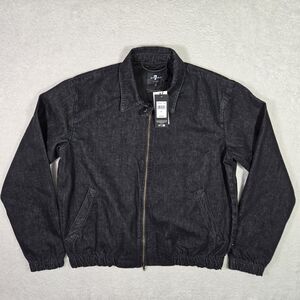 7 for all Mankind Mens Small Italian Fabric Harrington Denim Black Jacket Major